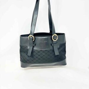 Etienne Aigner Purse Handbag Shoulder Bag Black Leather Signature Logo